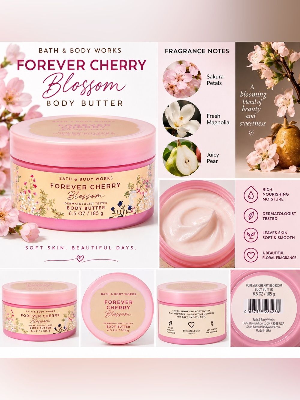 Bath & Body Works Forever Cherry Blossom Body Butter - Pink